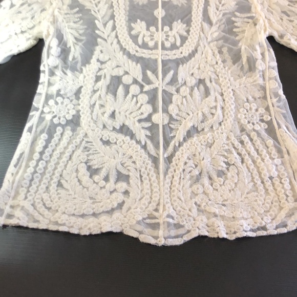 St. Tropez Sheer Ivory Blouse SZ L - Picture 4 of 15